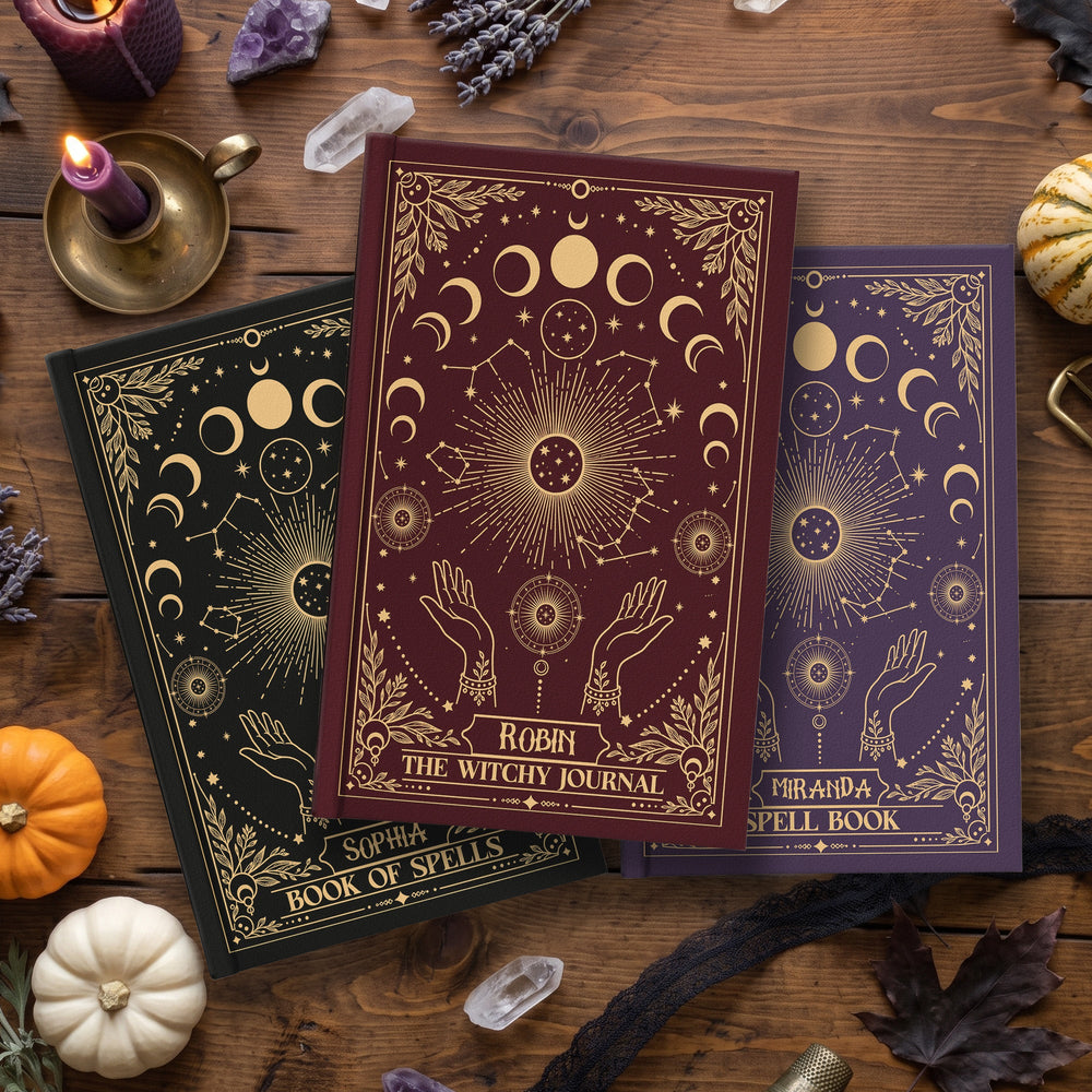 Personalized Book of Shadows Moon Phase Hardcover Journal – Custom Name Witchy Spells Notebook Gift for Wiccan & Magic Lovers