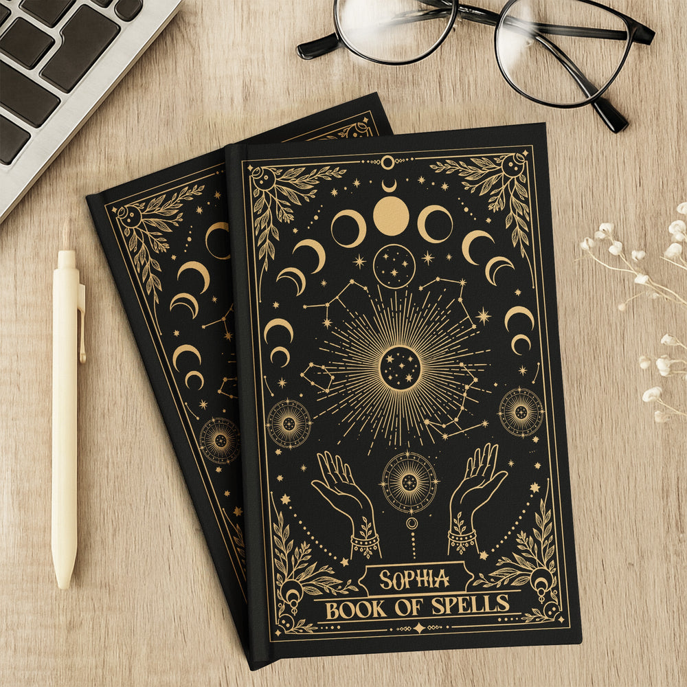 Personalized Book of Shadows Moon Phase Hardcover Journal – Custom Name Witchy Spells Notebook Gift for Wiccan & Magic Lovers