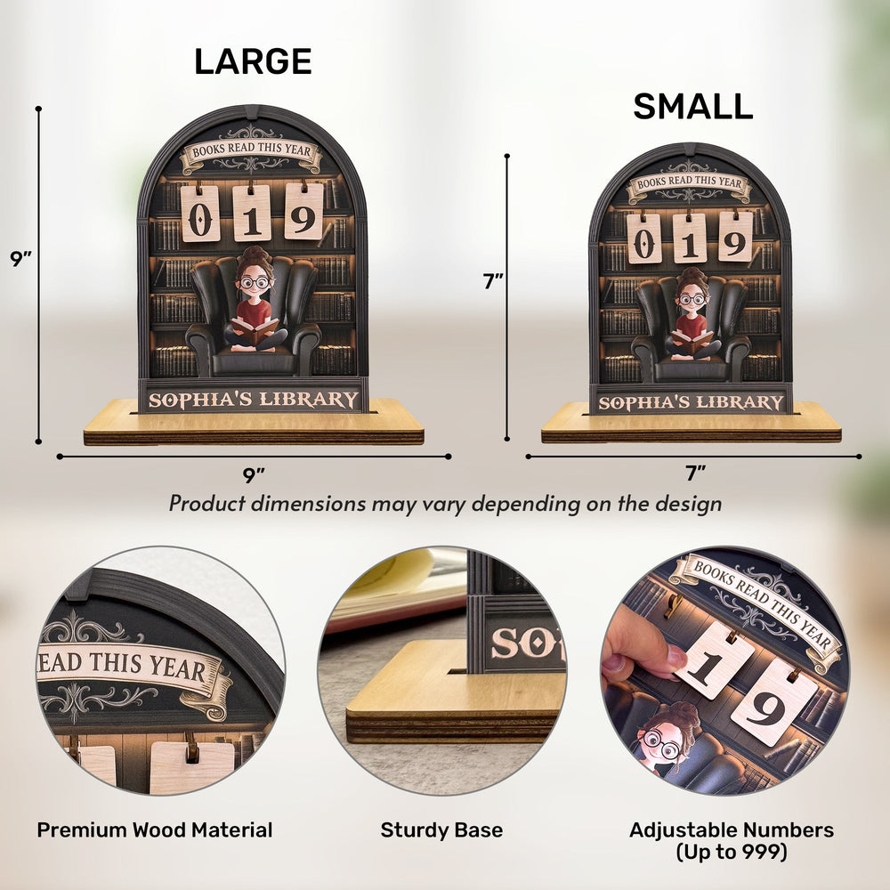 Books Read This Year Tracker Reading Goal - Personalized Wood Sign
