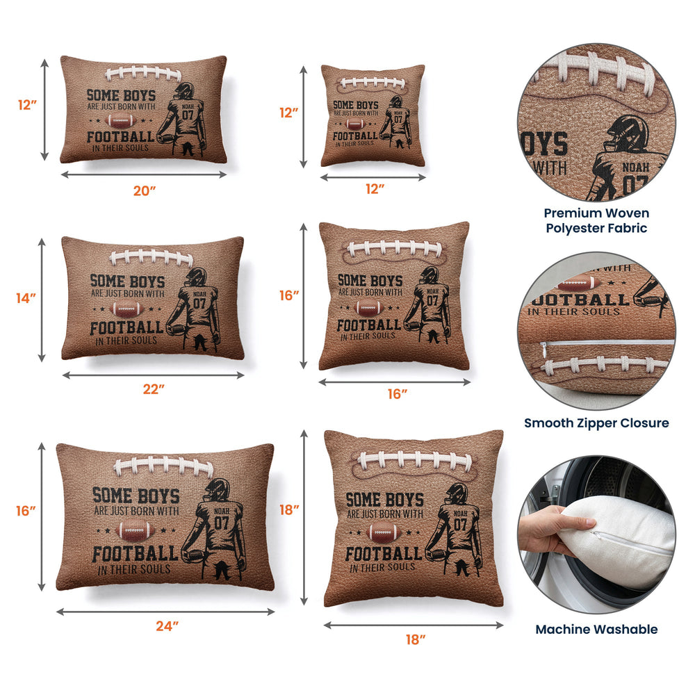 Born With Football In Their Souls - Personalized Pillow Cover