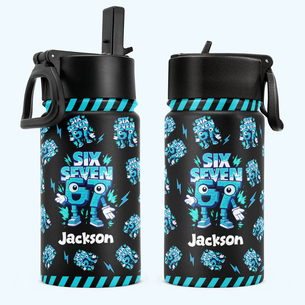Brainrot Six Seven Kid Gaming - Personalized Water Bottle