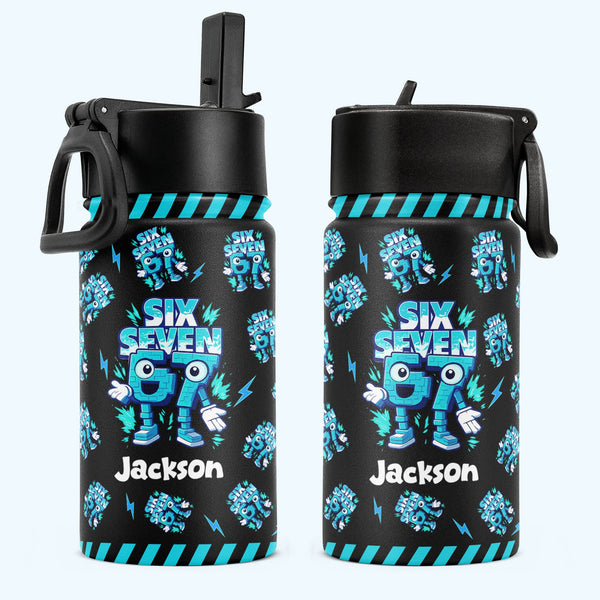 Brainrot Six Seven Kid Gaming - Personalized Water Bottle