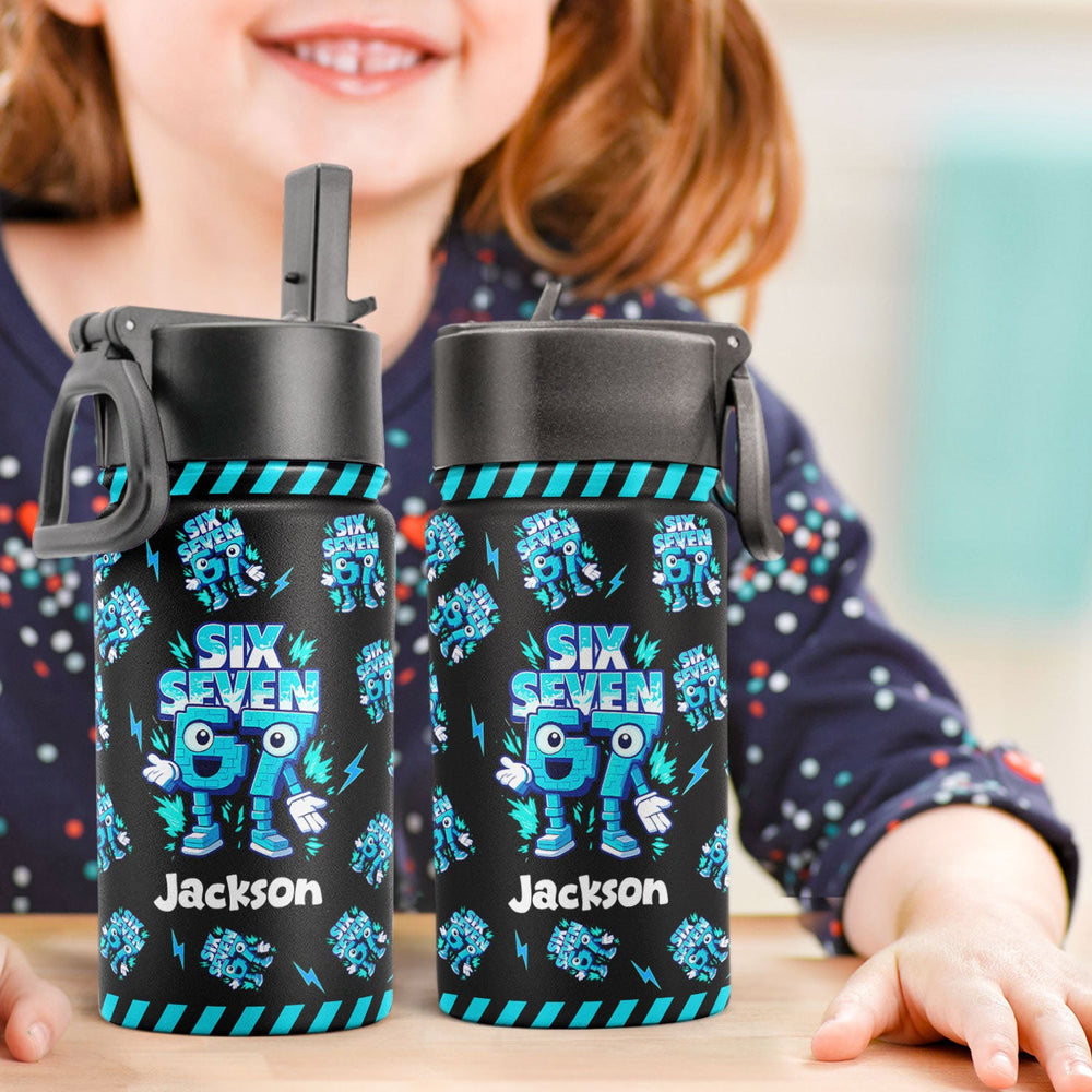 Brainrot Six Seven Kid Gaming - Personalized Water Bottle