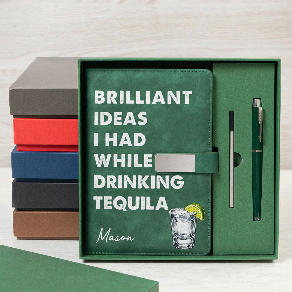 Brilliant Ideas I Had While Drinking Bourbon, Wine, Whiskey, Custom Drink - Personalized Notebook Set