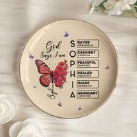 Butterfly Birth Flower Gift For Self, Friend, Daughter - Personalized Jewelry Dish | Cute Floral Gift