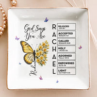 Butterfly Birth Flower Gift For Self, Friend, Daughter - Personalized Jewelry Dish | Cute Floral Gift