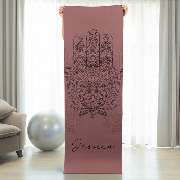Chakra, Hamsa, Lotus, Moon Phase Custom Name For Yoga Lover - Personalized Yoga Mat
