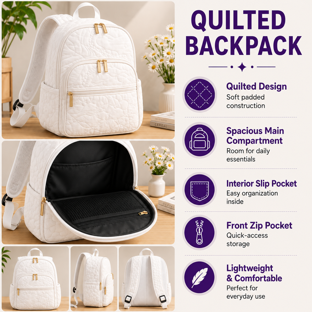 Bichon Frise Mountain Quilted Backpack With Three Zippers LD13