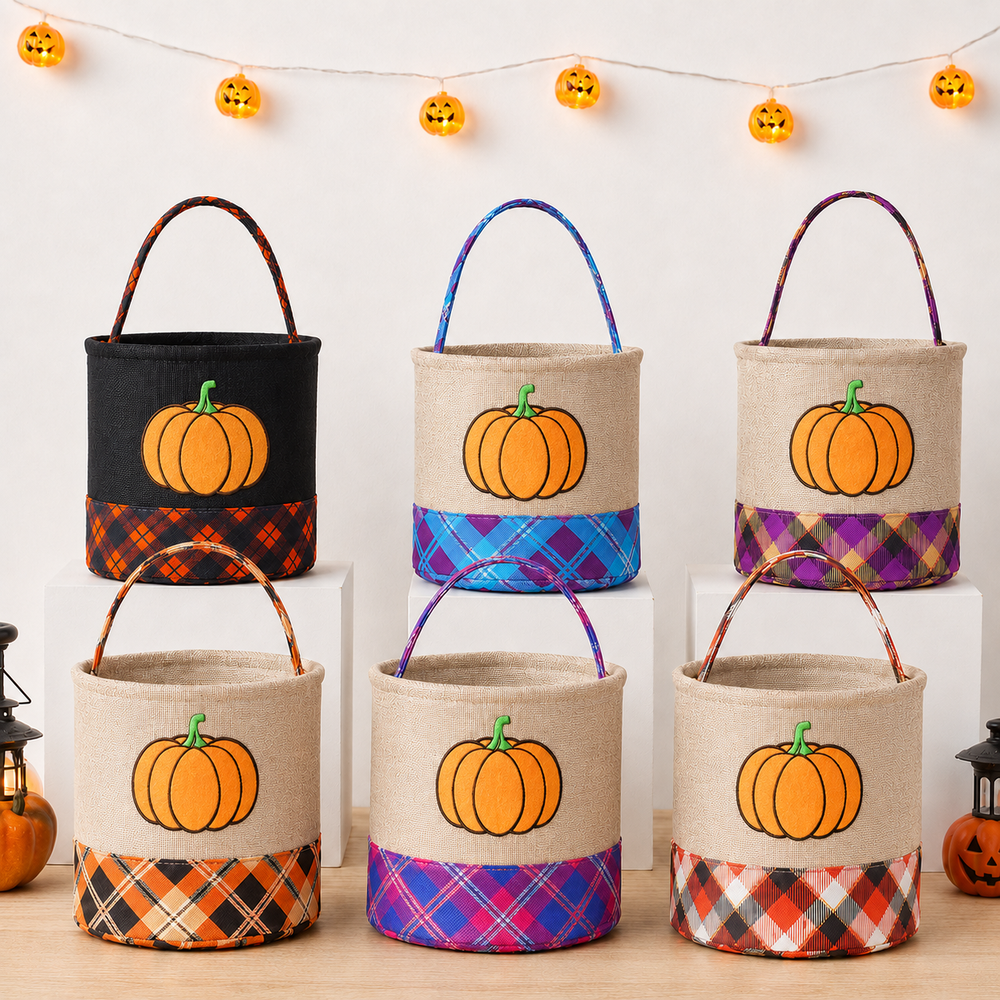 Pumpkin Halloween Personalized Halloween Canvas Storage Basket LD03