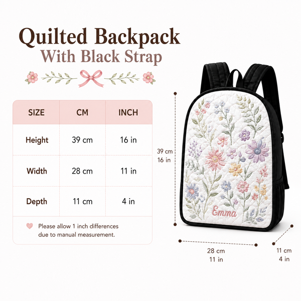 Sunflower Vintage Hippie Van Quilted Backpack With Black Strap LD04