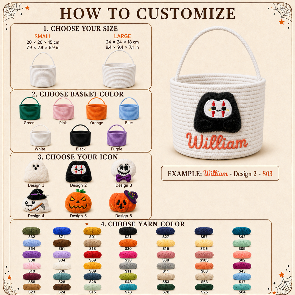 Cute Trick or Treat Personalized Halloween Storage Basket LD01