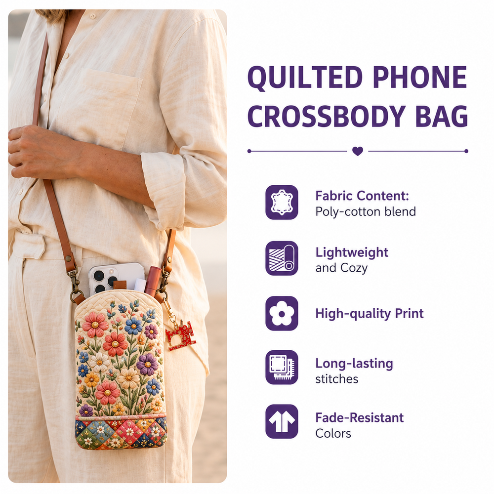 Sunflower Corgi Patchwork Quilted Slim Phone Crossbody Bag LD08