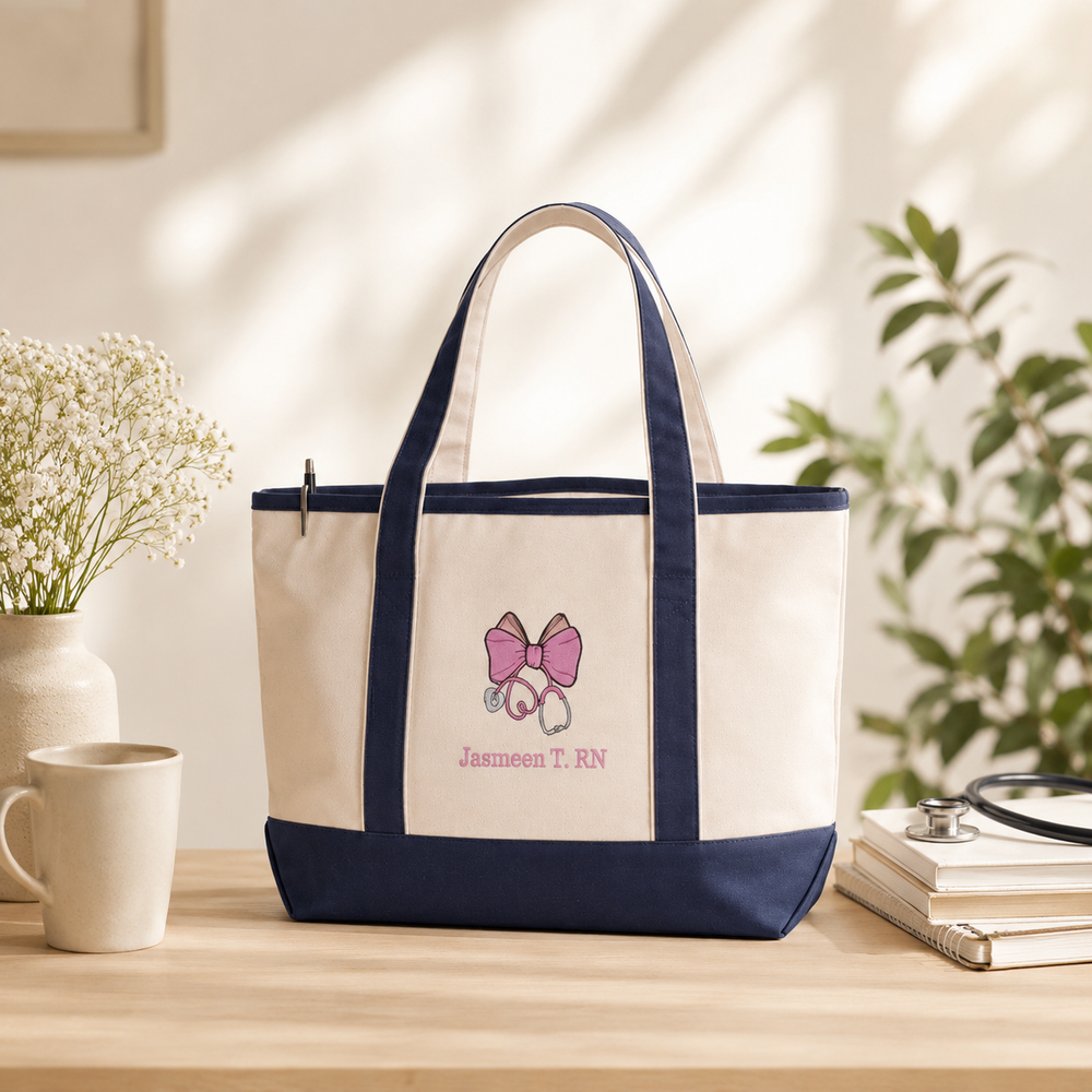 Personalized Nurse Embroidary Tote Bag QH09