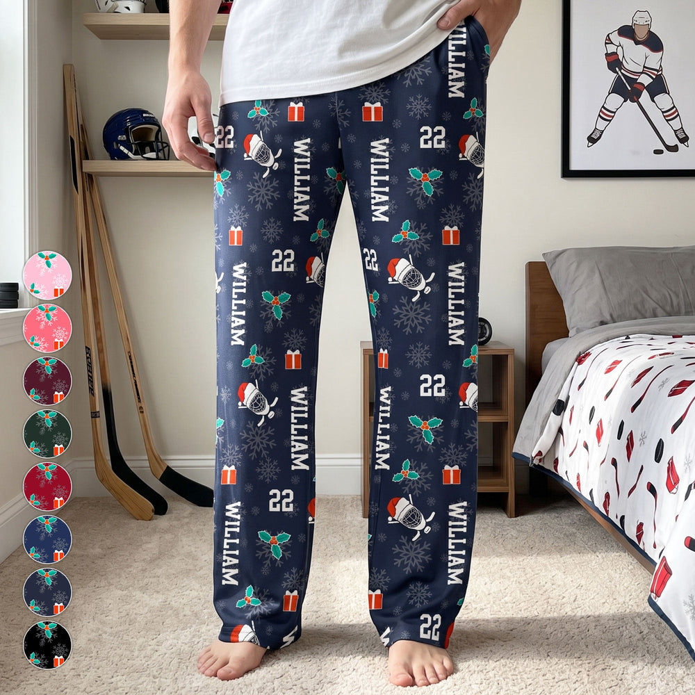 Personalized Hockey Lounge Pants - Custom Name & Number Gift for Lovers