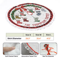 Personalized Family Stocking Christmas Tree Skirt, Custom Holiday Tree Mat