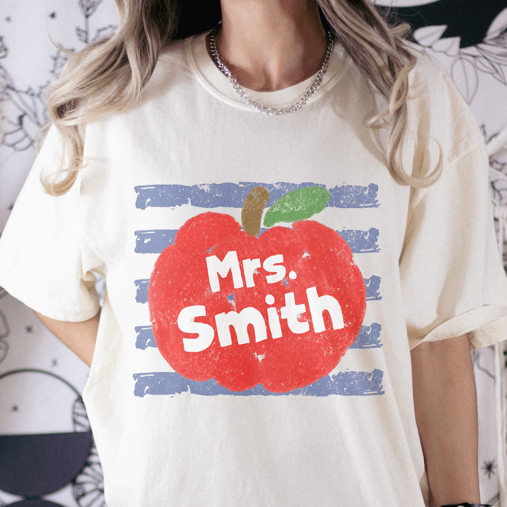 Coastal Apple Stripes Teacher Gift - Personalized Shirt