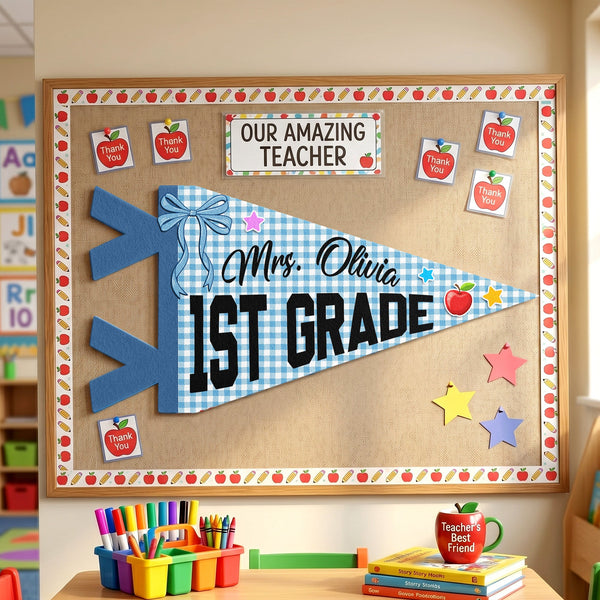 Colors Custom Grade & Name Teacher - Personalized Pennant