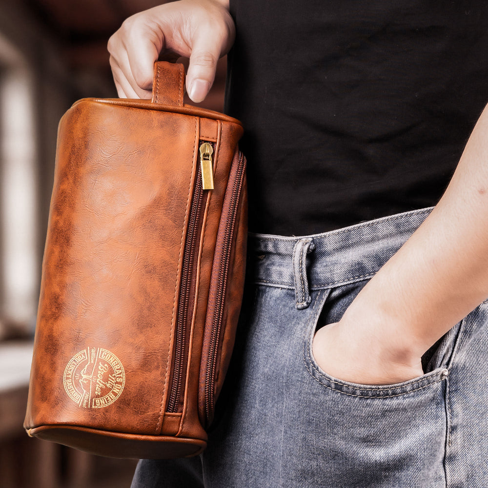 Congrats On Being My Brother - Personalized Leather Toiletry Bag