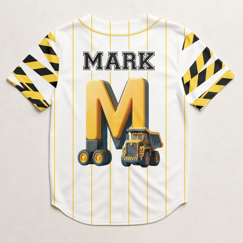 Construction Alphabets - Personalized Kids Baseball Jersey