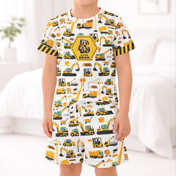 Construction, Monster Truck Unicorn Astronaut Letter - Personalized Kids Clothing Set