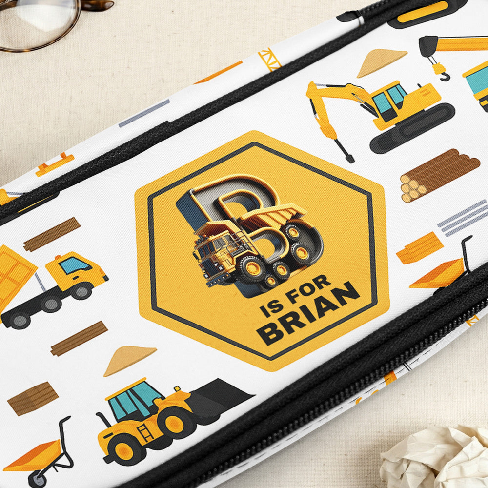Construction, Monster Truck, Unicorn, Astronaut Letter - Personalized Pencil Case