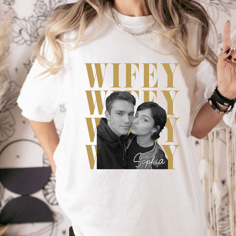 Couple Hubby Wifey Custom Photo - Personalized Shirt
