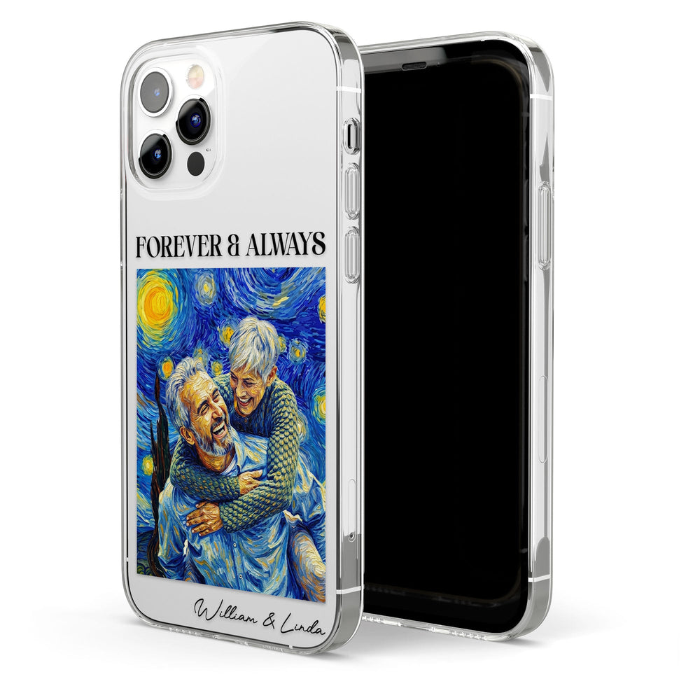 Couple Photo Van Gogh Art Forever & Always Anniversary Gift For Him, Her - Personalized Phone Case