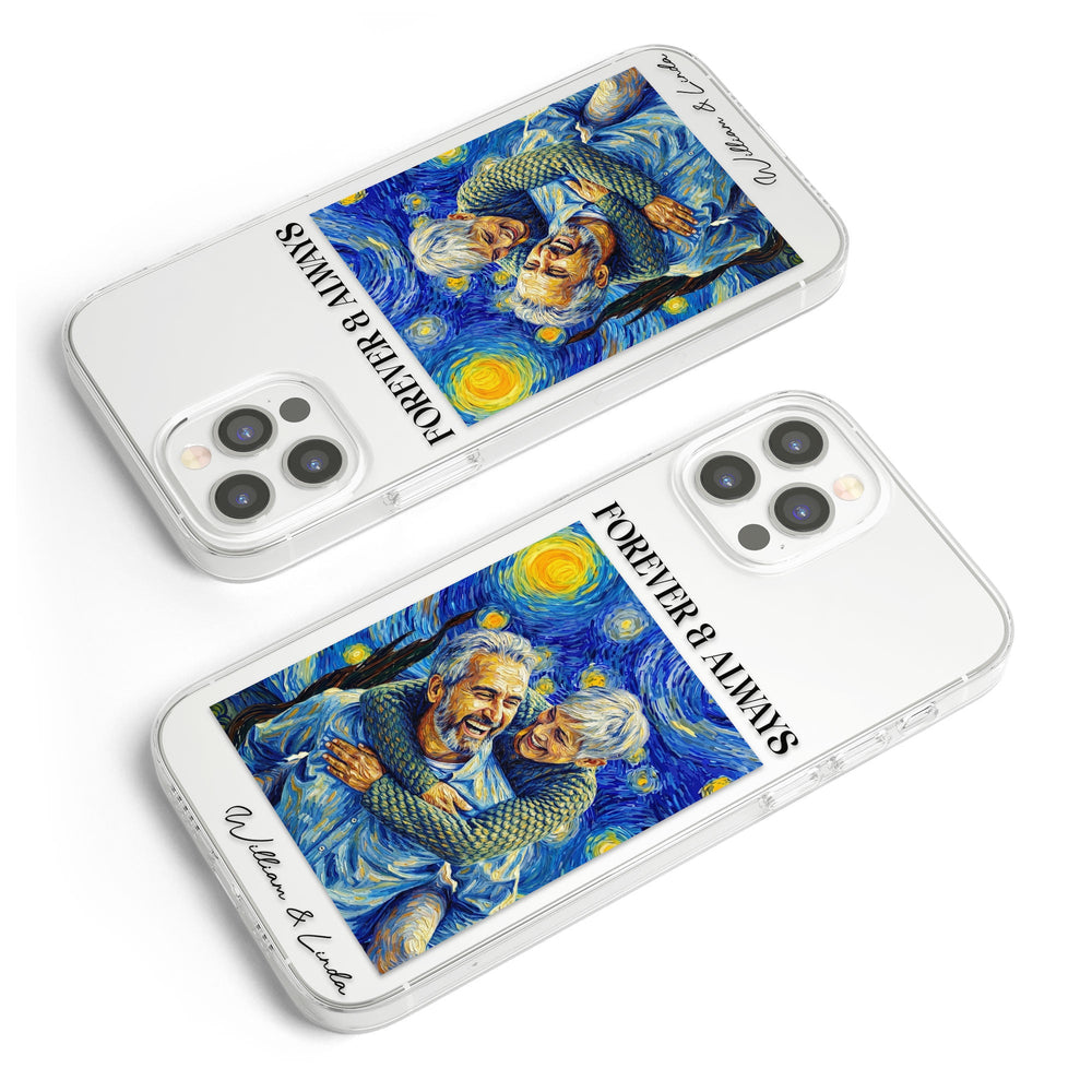 Couple Photo Van Gogh Art Forever & Always Anniversary Gift For Him, Her - Personalized Phone Case