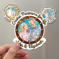 Cruise Partners For Life Custom Couple Photo Watercolor - Personalized Magnet