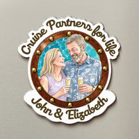 Cruise Partners For Life Custom Couple Photo Watercolor - Personalized Magnet