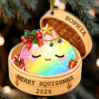 Personalized Merry Squishmas Acrylic Ornament - Cute Dumpling Christmas Keepsake