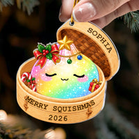 Personalized Merry Squishmas Acrylic Ornament - Cute Dumpling Christmas Keepsake