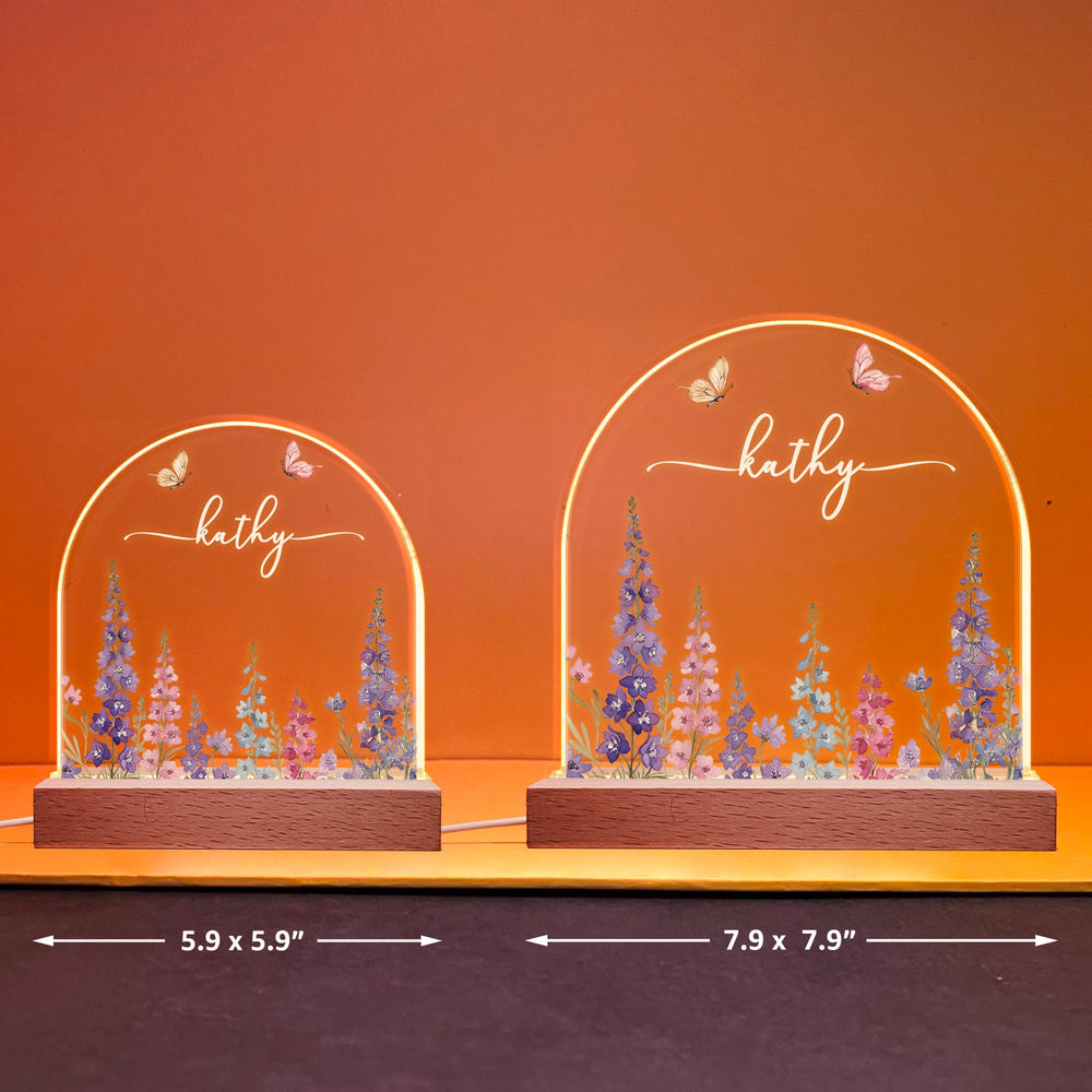 Custom Birth Flower Night Light For Baby Girl Daughter Nursery Decor - Personalized LED Light