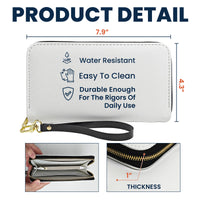 Custom Birth Flower & Name For Her, Wife, Daughter, Sister - Personalized Leather Long Wallet