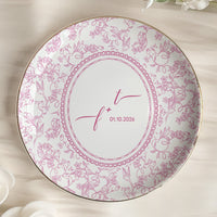 Custom Couple Initials & Date Toile De Jouy Ring Dish - Personalized Jewelry Dish
