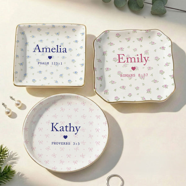 Custom Favorite Bible Verse And Name Faith Gift - Personalized Jewelry Dish