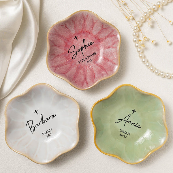 Custom Favorite Bible Verse And Name Faith Gift For Her - Personalized Jewelry Dish