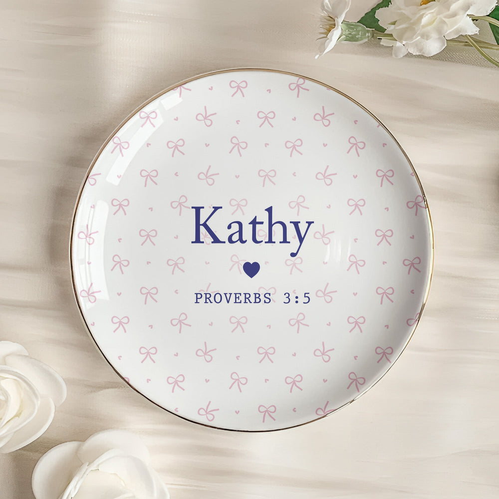 Custom Favorite Bible Verse And Name Faith Gift - Personalized Jewelry Dish