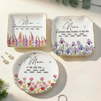 Custom Mom's Birth Flower - Mother's Day Gift For Mom From Daughter, Son - Personalized Jewelry Dish