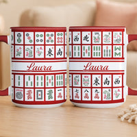 Personalized Monogram Mahjong Tiles Coffee Mug – Custom Name Ceramic Cup Gift for Mahjong Lovers & Players