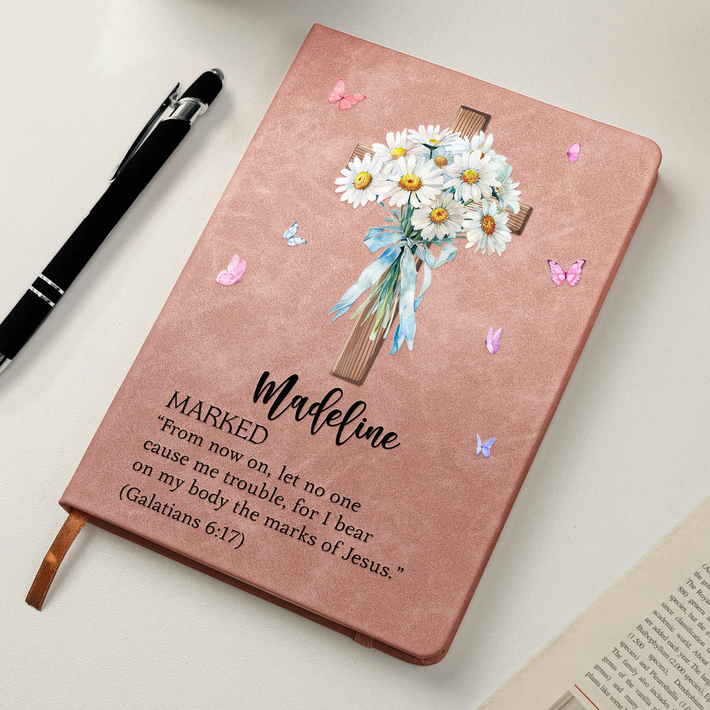 Custom Name With Matching Bible Verse Christian Gift - Personalized Leather Journal