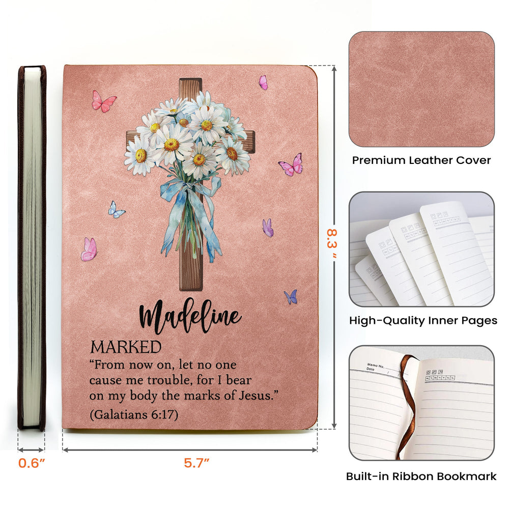 Custom Name With Matching Bible Verse Christian Gift - Personalized Leather Journal