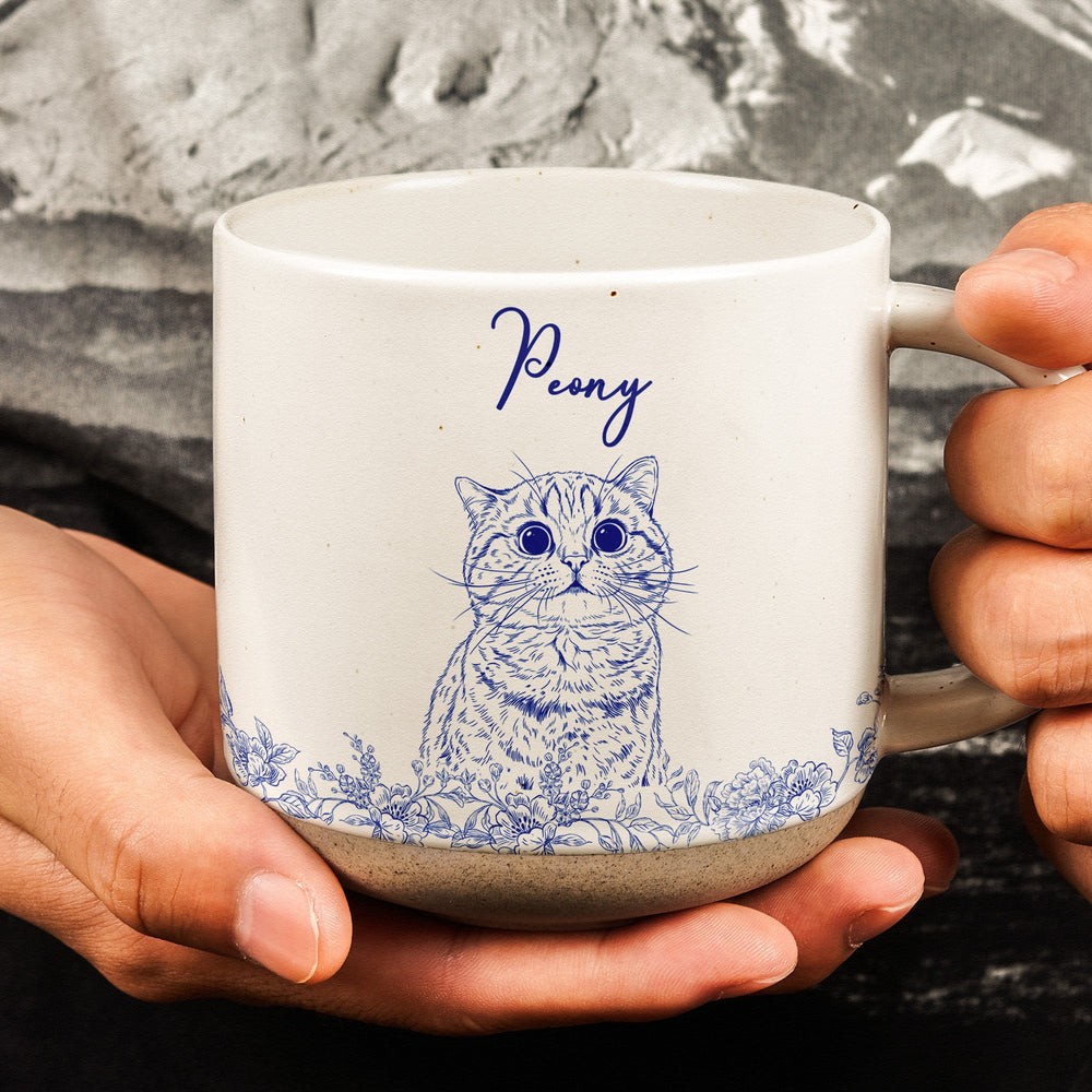 Custom Pet Portrait Mug For Pet Lovers, Dog Mom, Cat Mom - Personalized Photo Pottery Mug