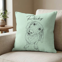 Custom Pet Portrait Sketch Line Art Gift For Dog Lover, Cat Lover - Personalized Pillow
