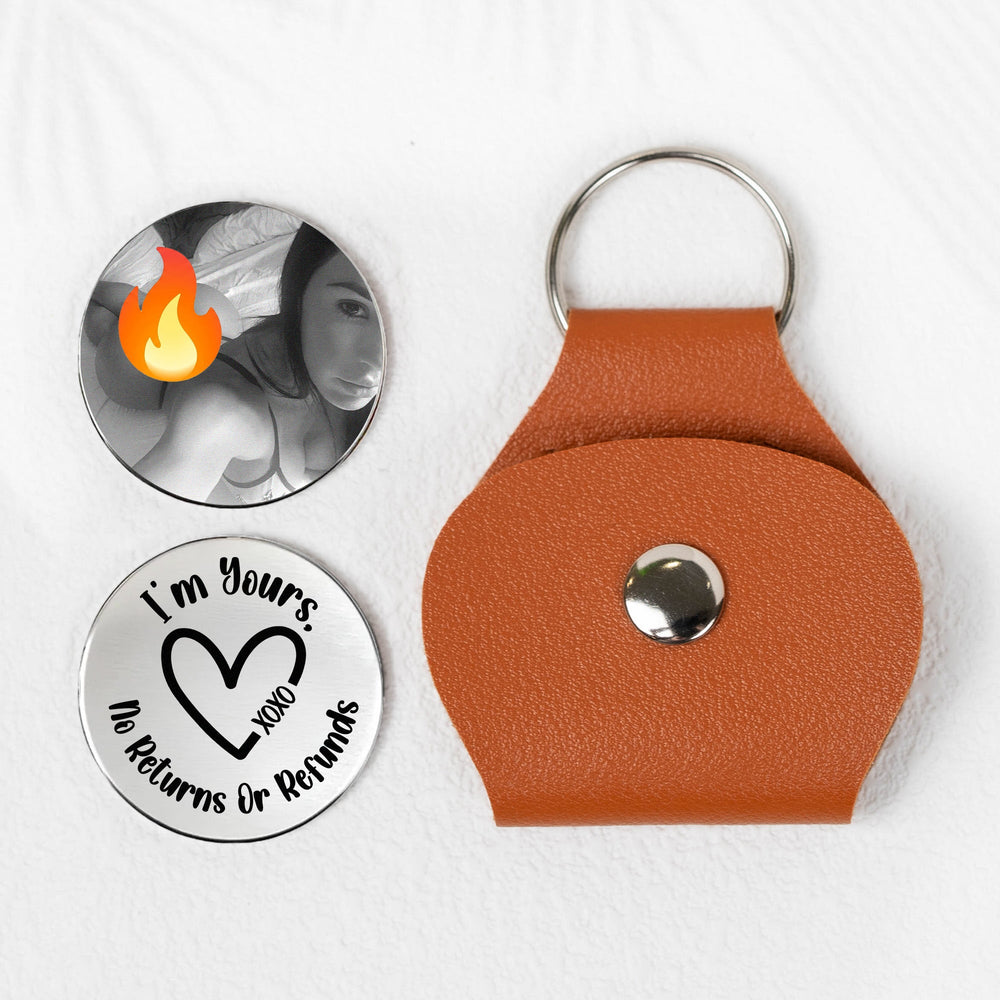 Custom Spicy Photo & Message - Personalized Leather Photo Pocket Hug