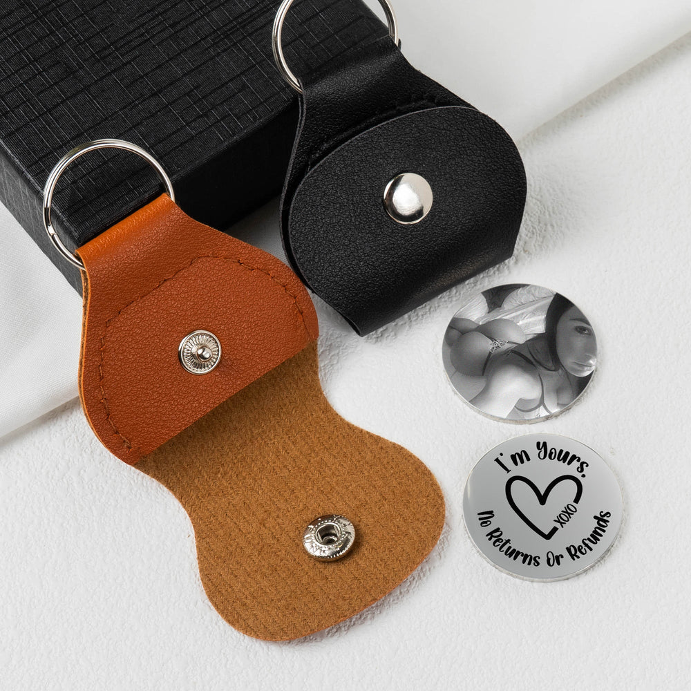 Custom Spicy Photo & Message - Personalized Leather Photo Pocket Hug