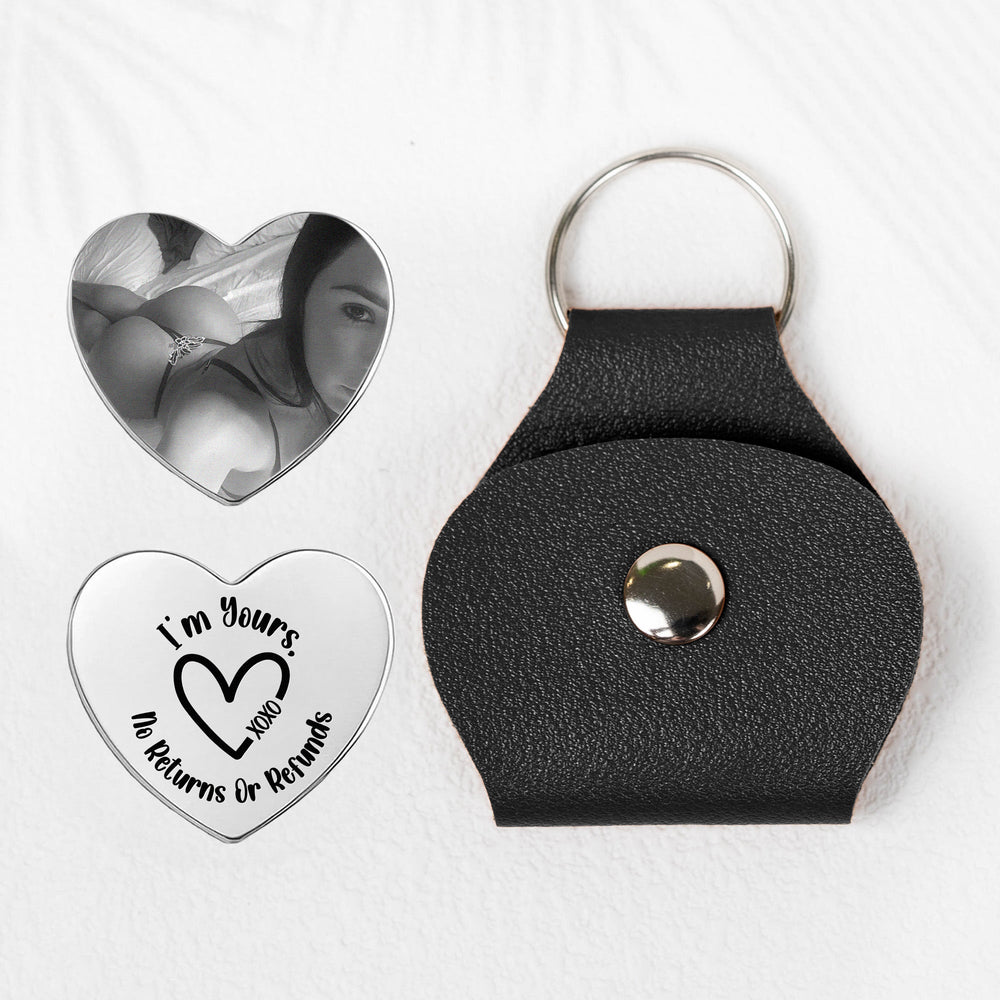 Custom Spicy Photo & Message - Personalized Leather Photo Pocket Hug
