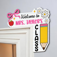 Custom Teacher Bow Back To School - Personalized Door Corner Decor