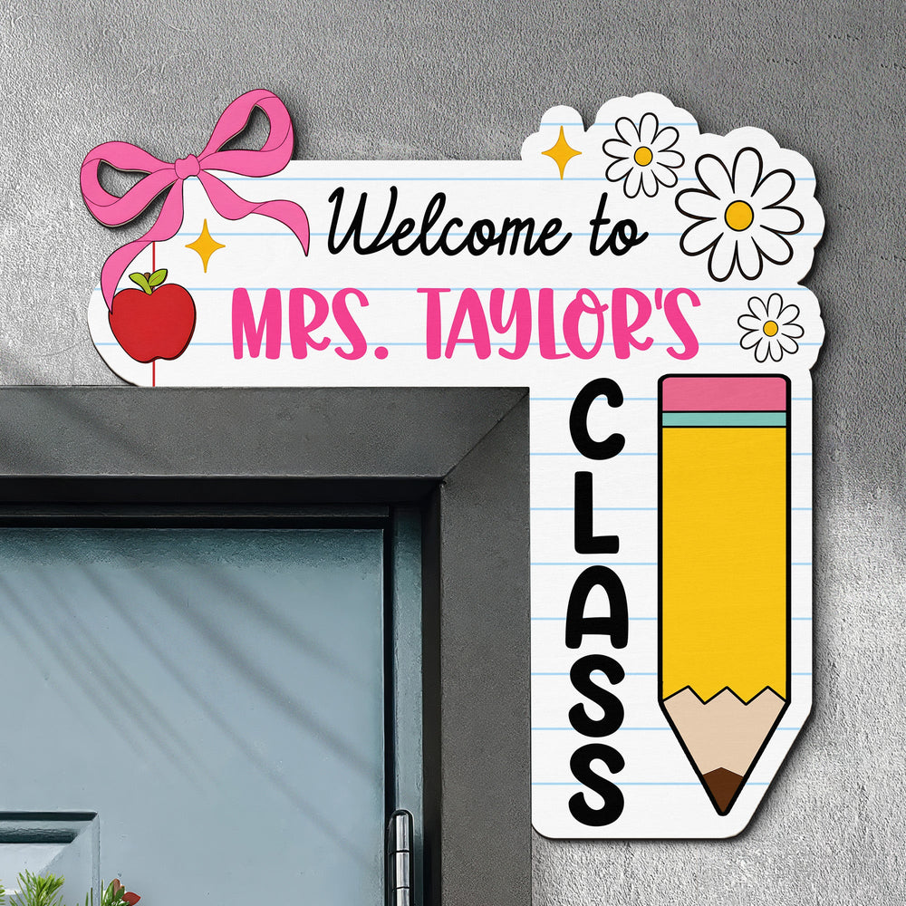 Custom Teacher Bow Back To School - Personalized Door Corner Decor