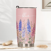 Personalized Birth Flower Tumbler - Custom Name Stainless Steel Travel Mug